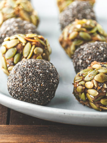 two rows of seeded vegan bliss balls