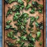 kale chips on baking sheet