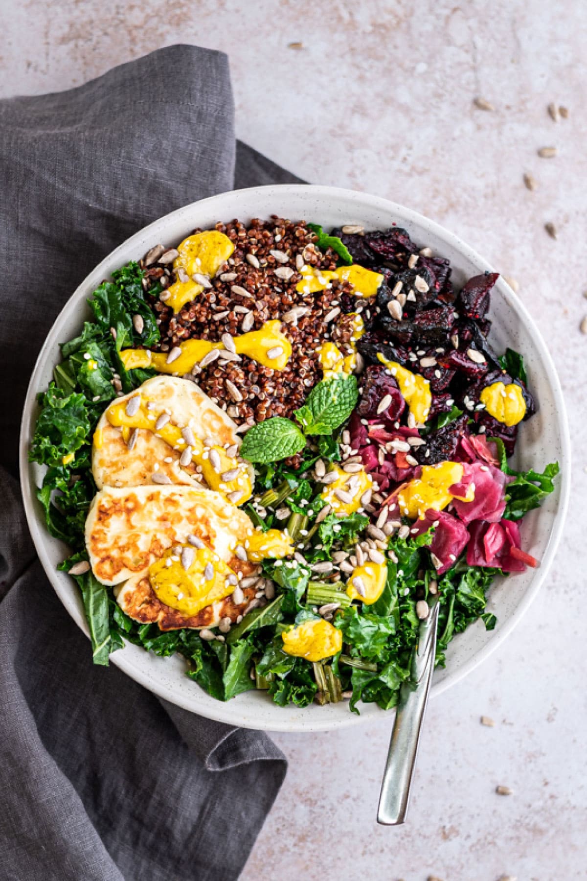 Glow Bowls with Citrus Mint Marinated Chickpeas, Kale, and Roasted Beets