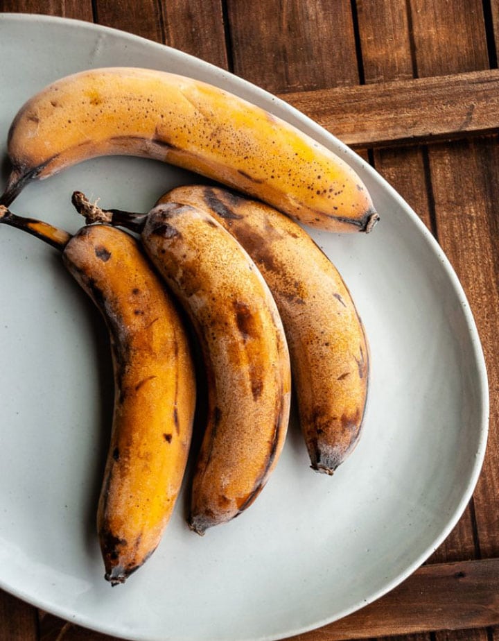 brown bananas on a plate