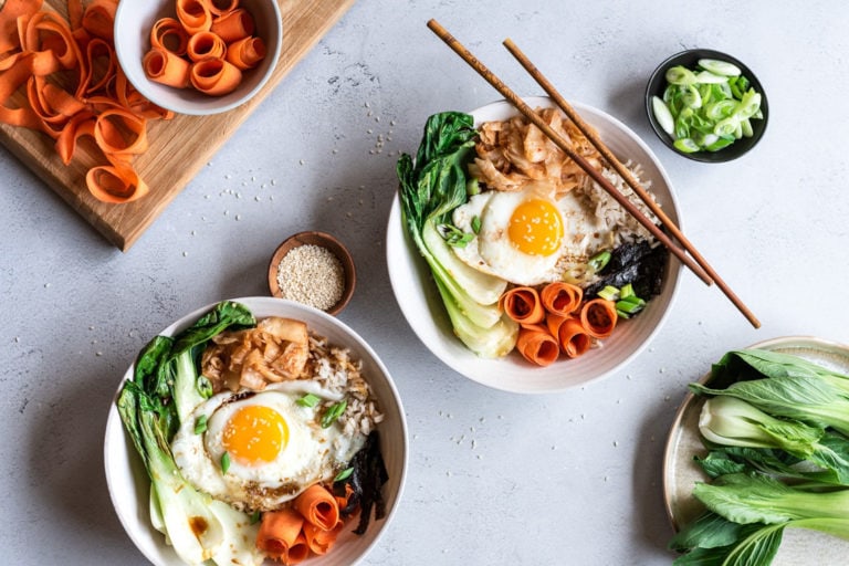 Kimchi and Bok Choy Rice Bowl Recipe - AdventureBlooms
