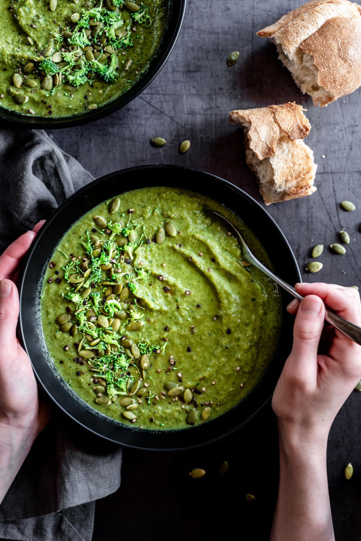 Broccoli and pea deals soup