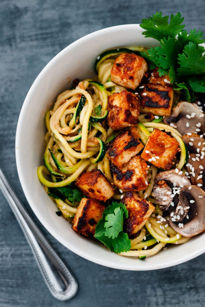 Spicy Cashew Zucchini Noodles | The Crooked Carrot