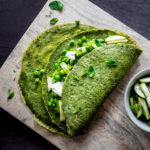 sweet pea spinach and goat cheese crepes