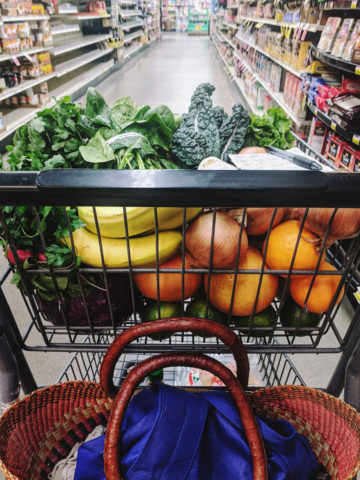 grocery cart with produce