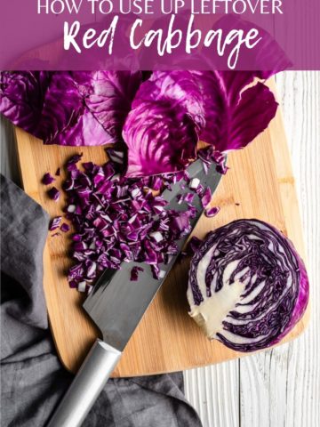 red cabbage on cutting board